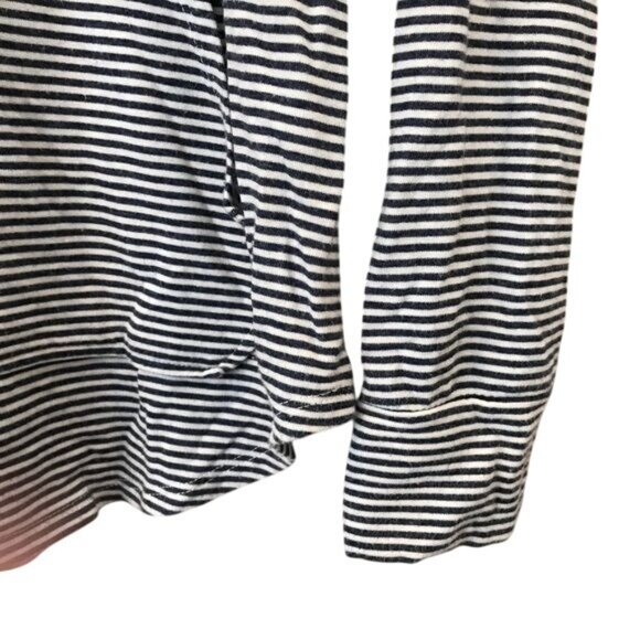 Sunday Size M Soft Stripe Pullover Hoodie Sweatshirt Navy White Stretch Nautical - Picture 6 of 8